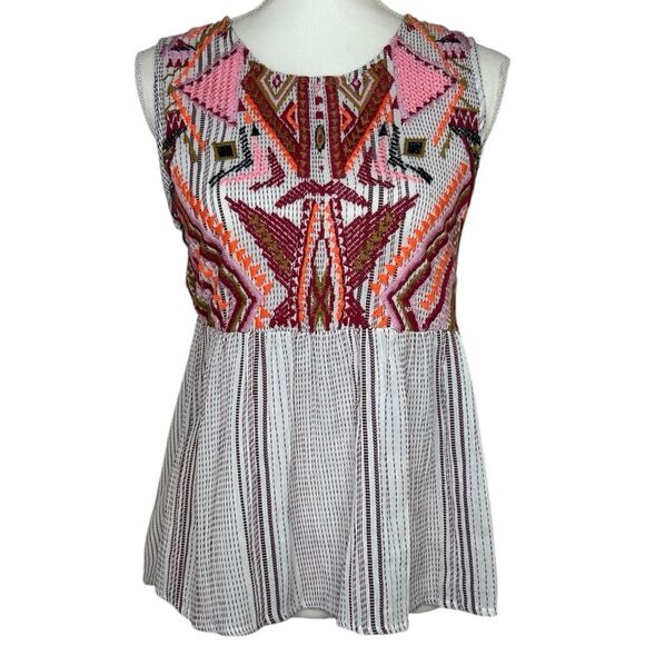 Dolan Left Coast Collection Velia Embroidered Boho Tank Top Blouse‎ Anthro Small - Picture 1 of 11